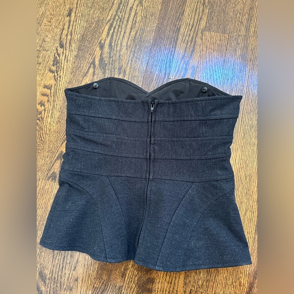 Nanette Lepore charcoal gray bustier style top - Picture 2 of 3